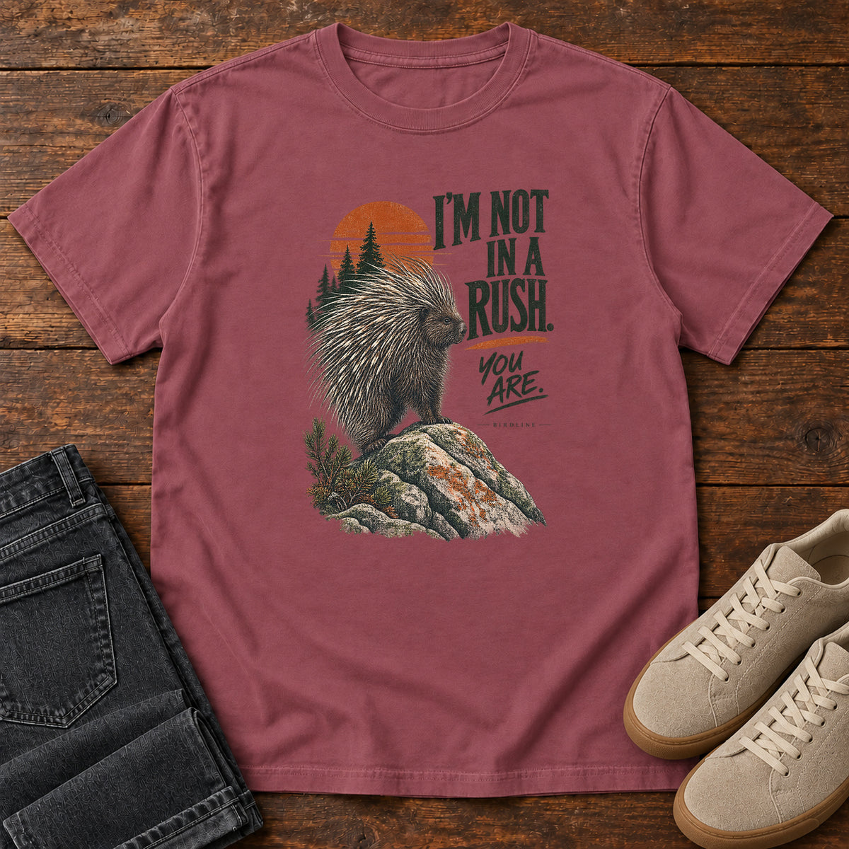I'm Not in a Rush You Are Porcupine T-Shirt in Brick