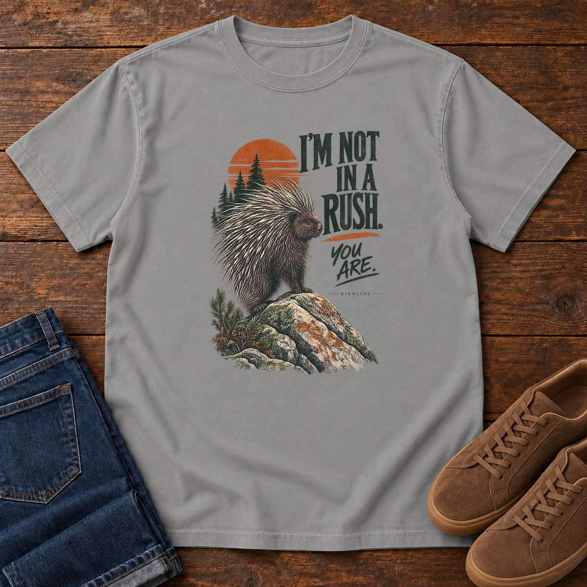 I'm Not in a Rush You Are Porcupine T-Shirt in Grey