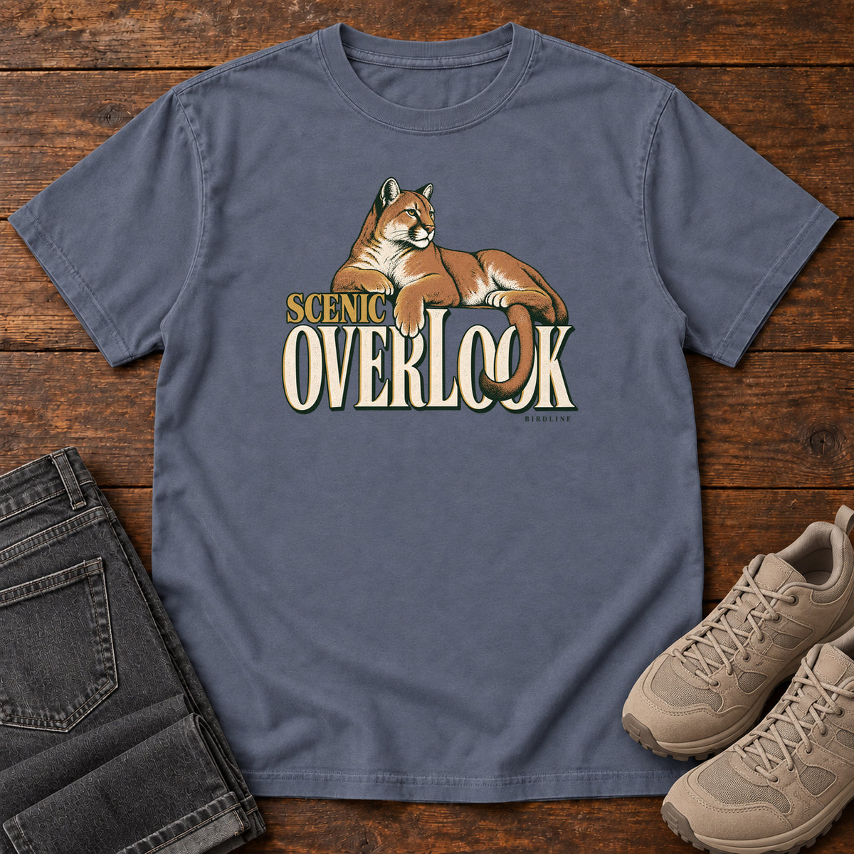 Scenic Overlook T-Shirt in Denim, front view
