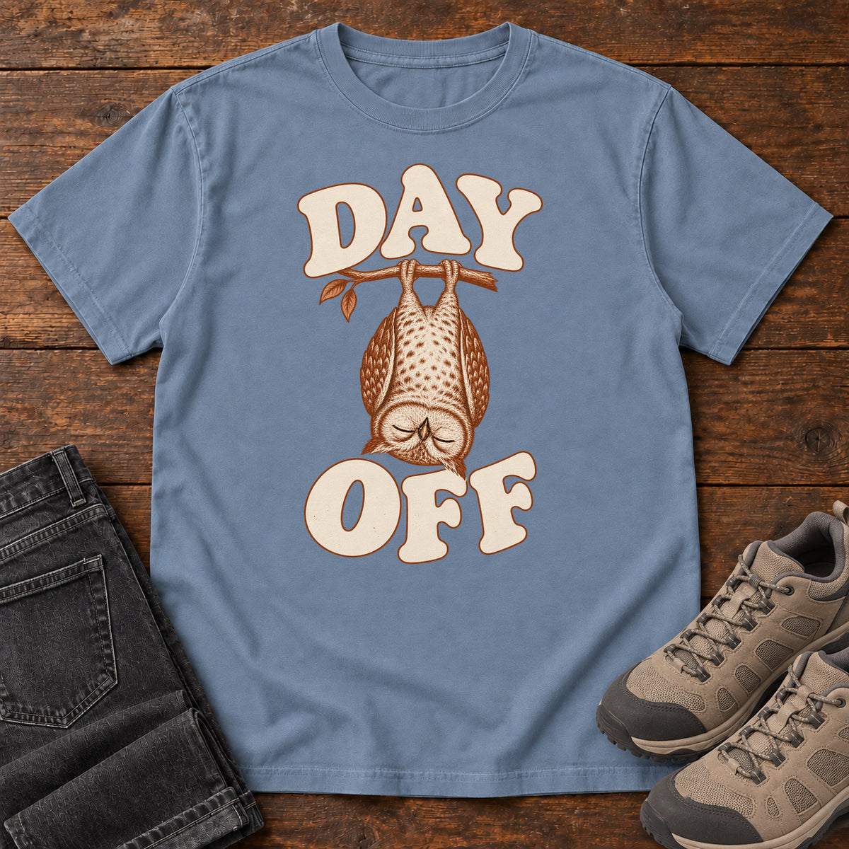 Day Off T-Shirt in Blue Jean, front view