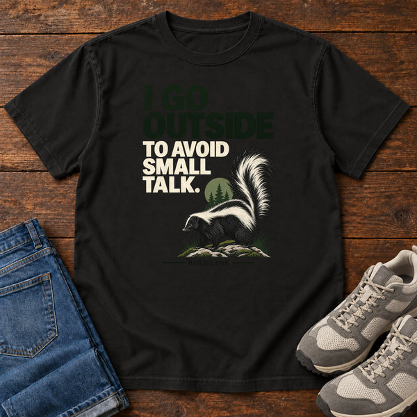 I Go Outside to Avoid Small Talk Skunk T-Shirt, alternate view