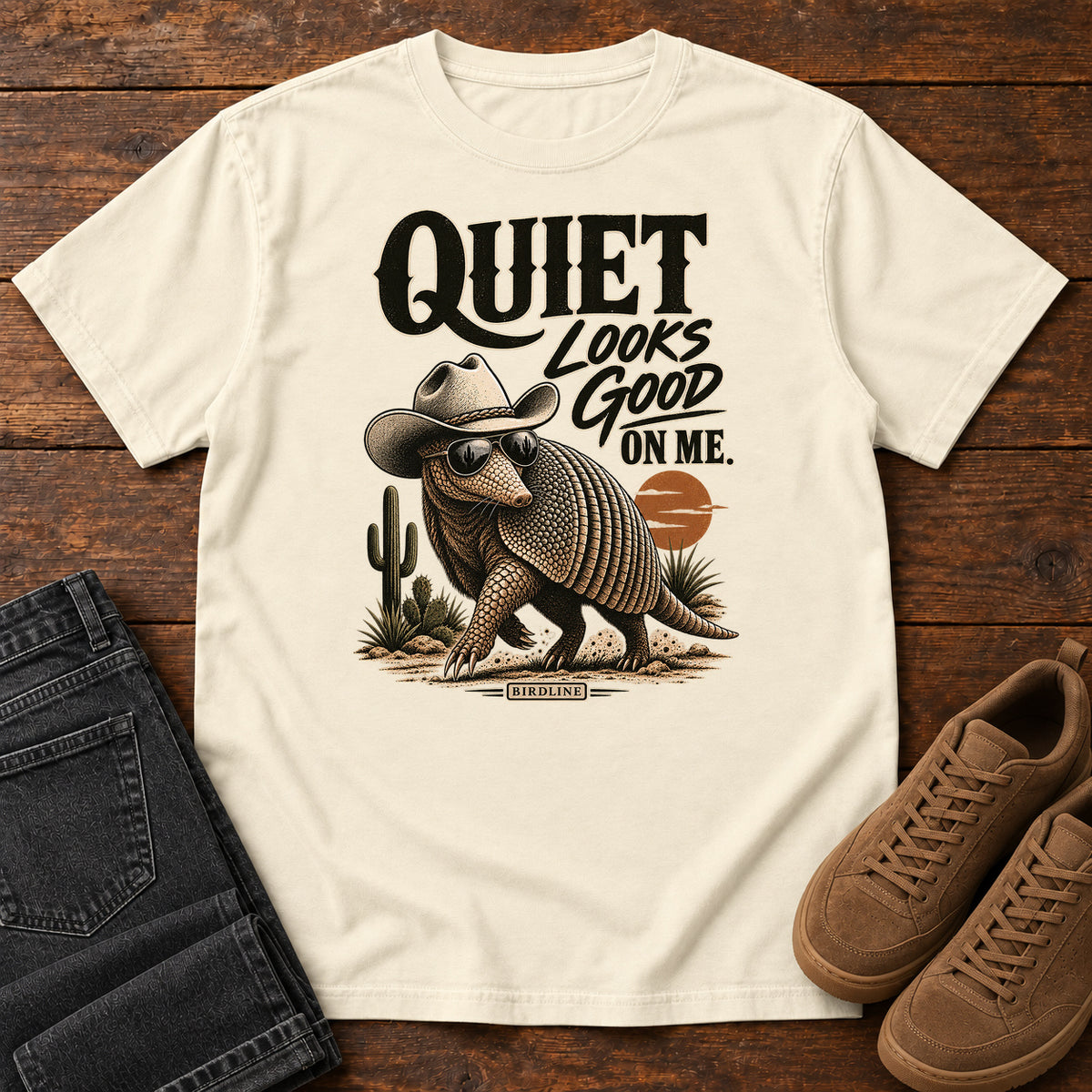 Quiet Looks Good on Me Armadillo T-Shirt in Ivory