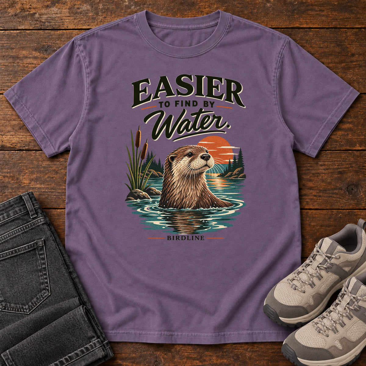 Easier to Find by Water Otter T-Shirt in Grape