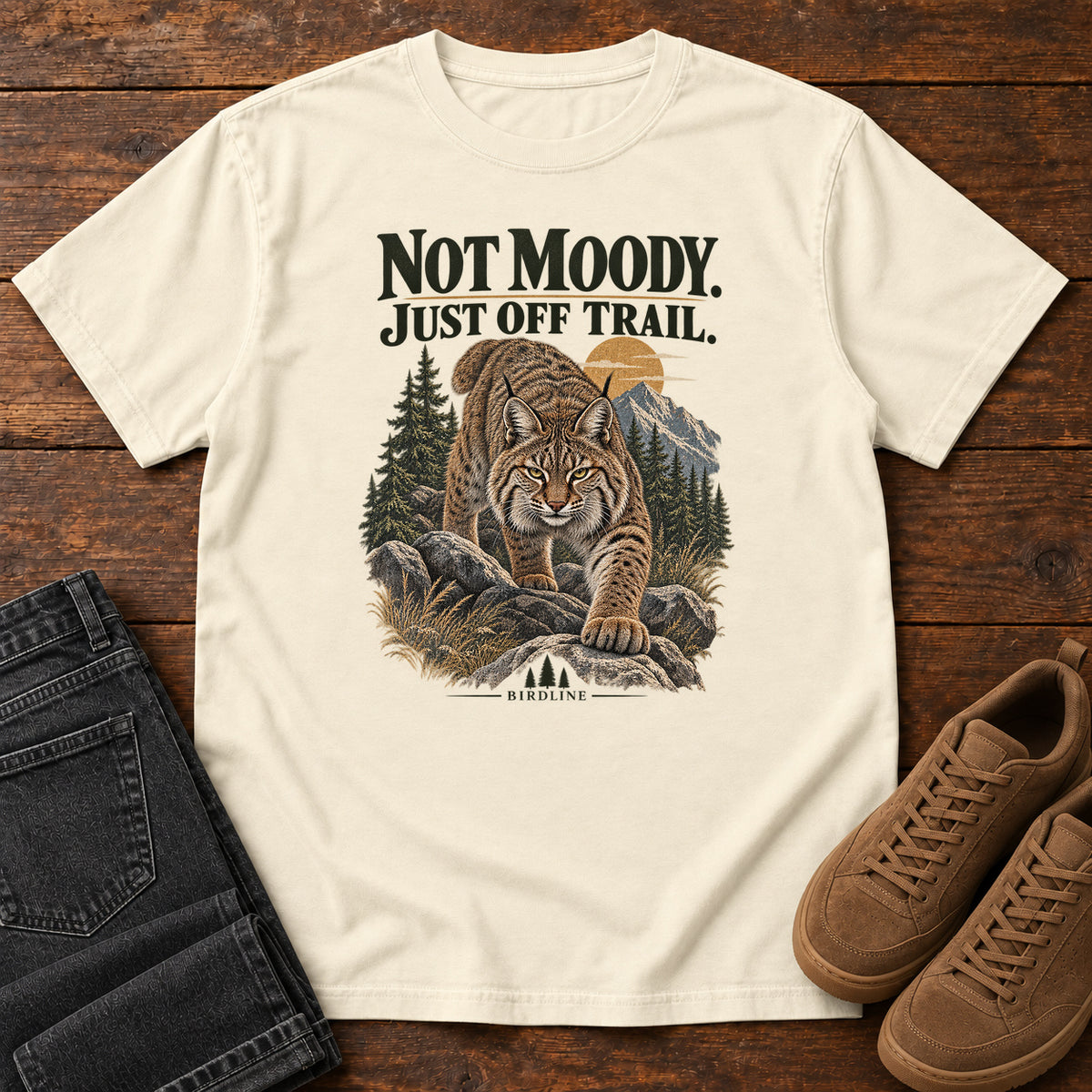 Not Moody Just Off Trail Lynx T-Shirt in Ivory
