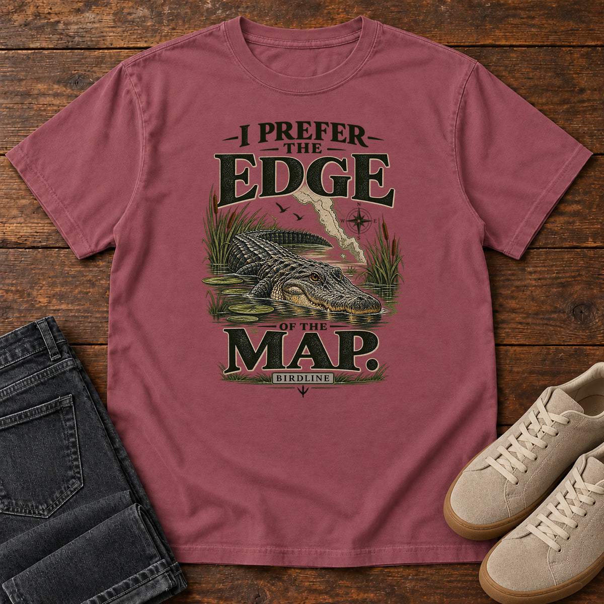 I Prefer the Edge of the Map Alligator T-Shirt in Brick