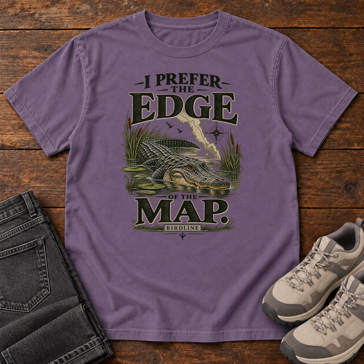 I Prefer the Edge of the Map Alligator T-Shirt in Grape