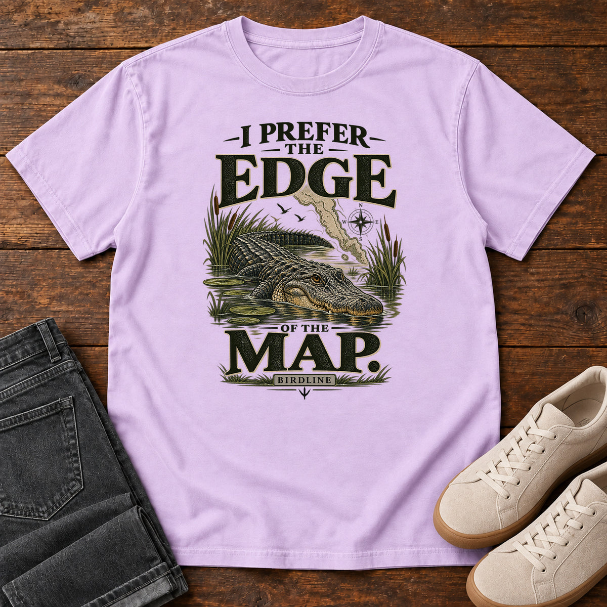 I Prefer the Edge of the Map Alligator T-Shirt in Orchid