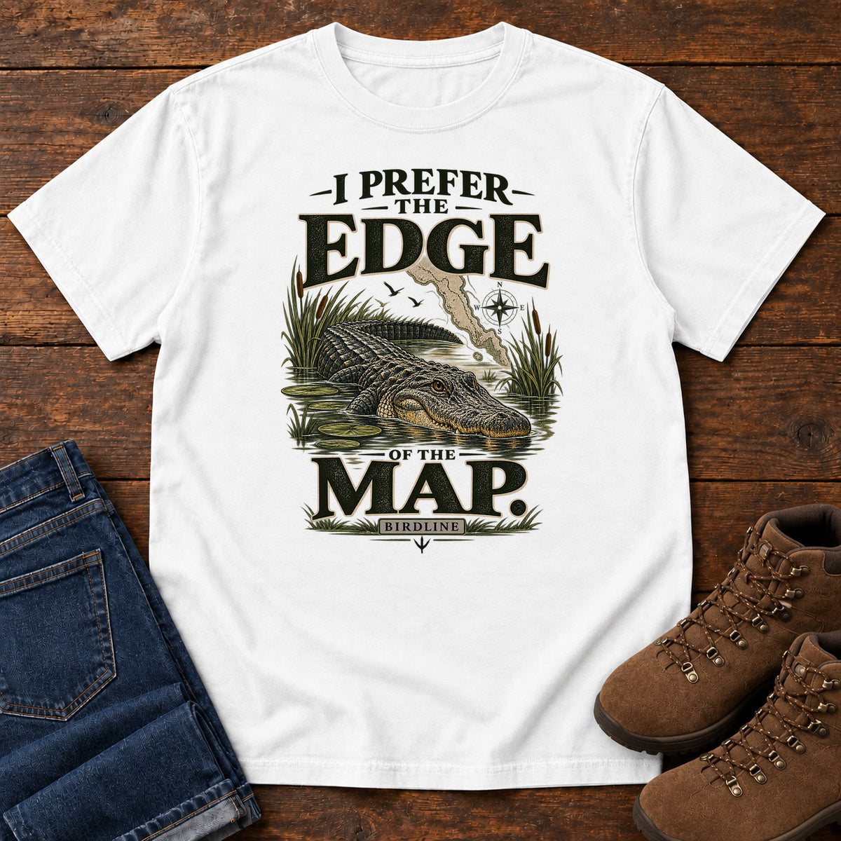 I Prefer the Edge of the Map Alligator T-Shirt in White