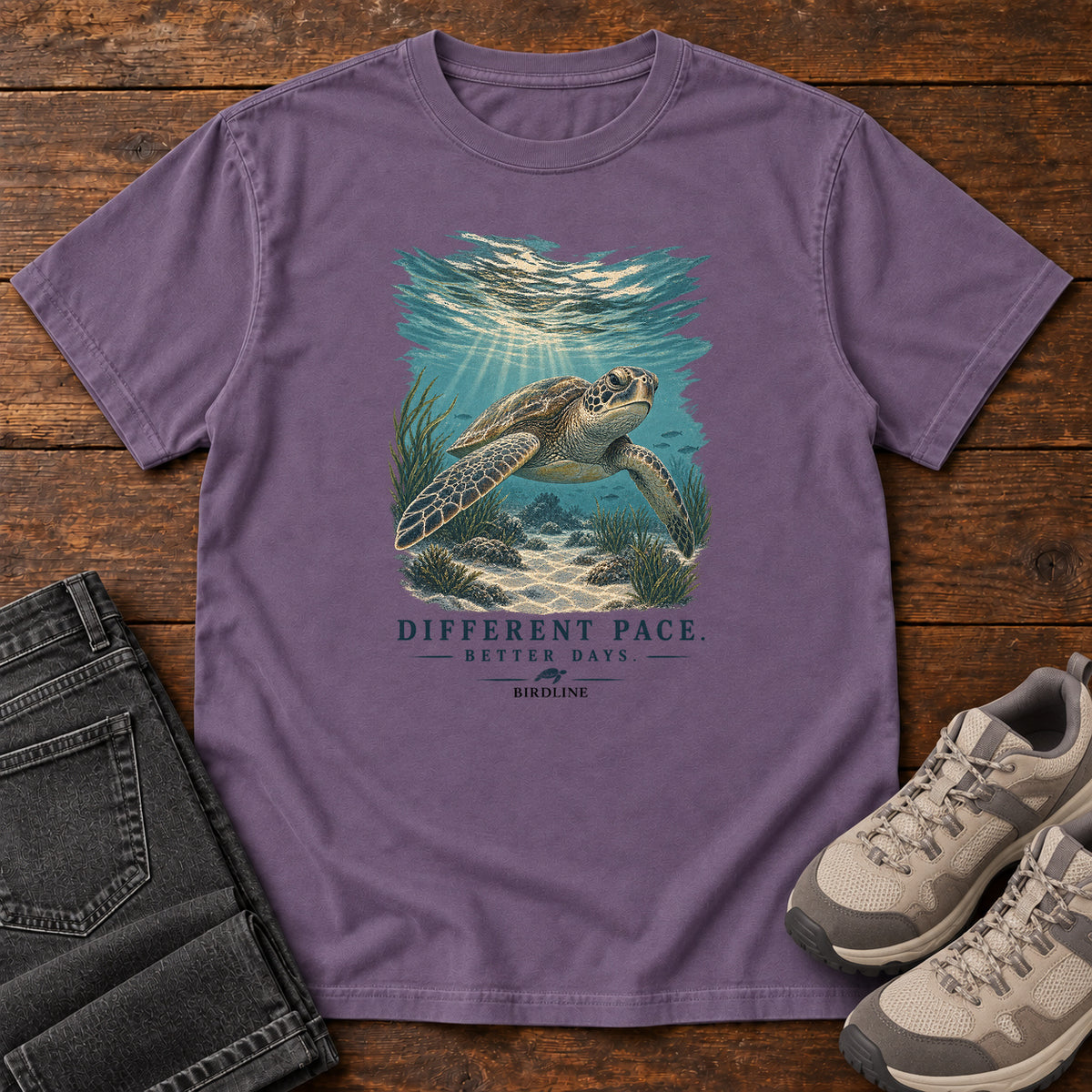 Different Pace Better Days Turtle T-Shirt in Grape
