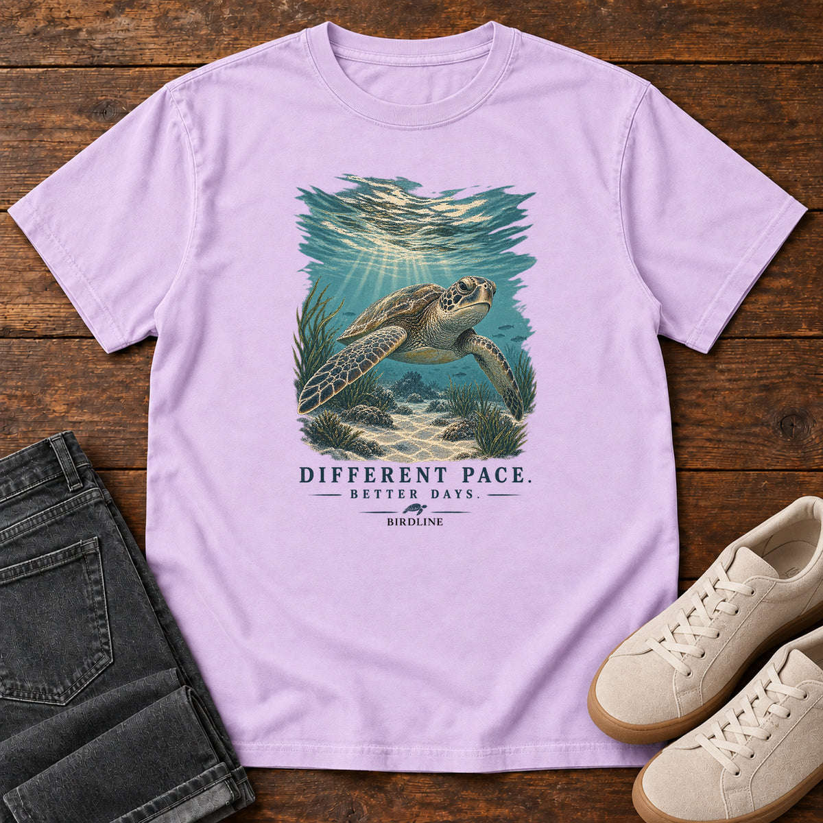 Different Pace Better Days Turtle T-Shirt in Orchid