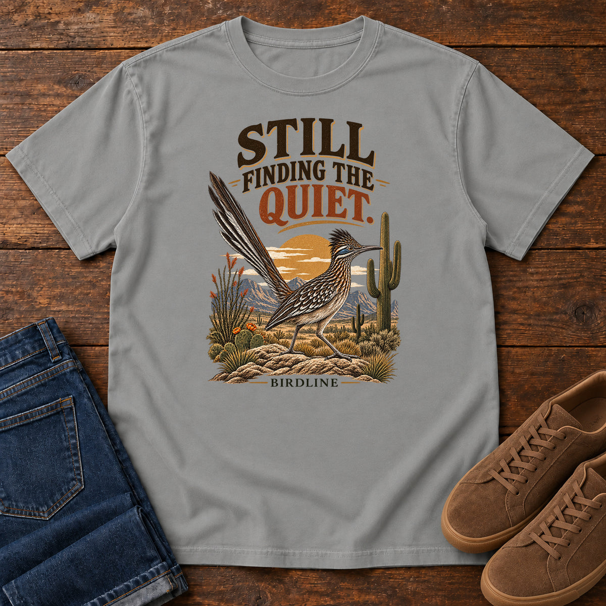 Still Finding the Quiet Roadrunner T-Shirt in Grey