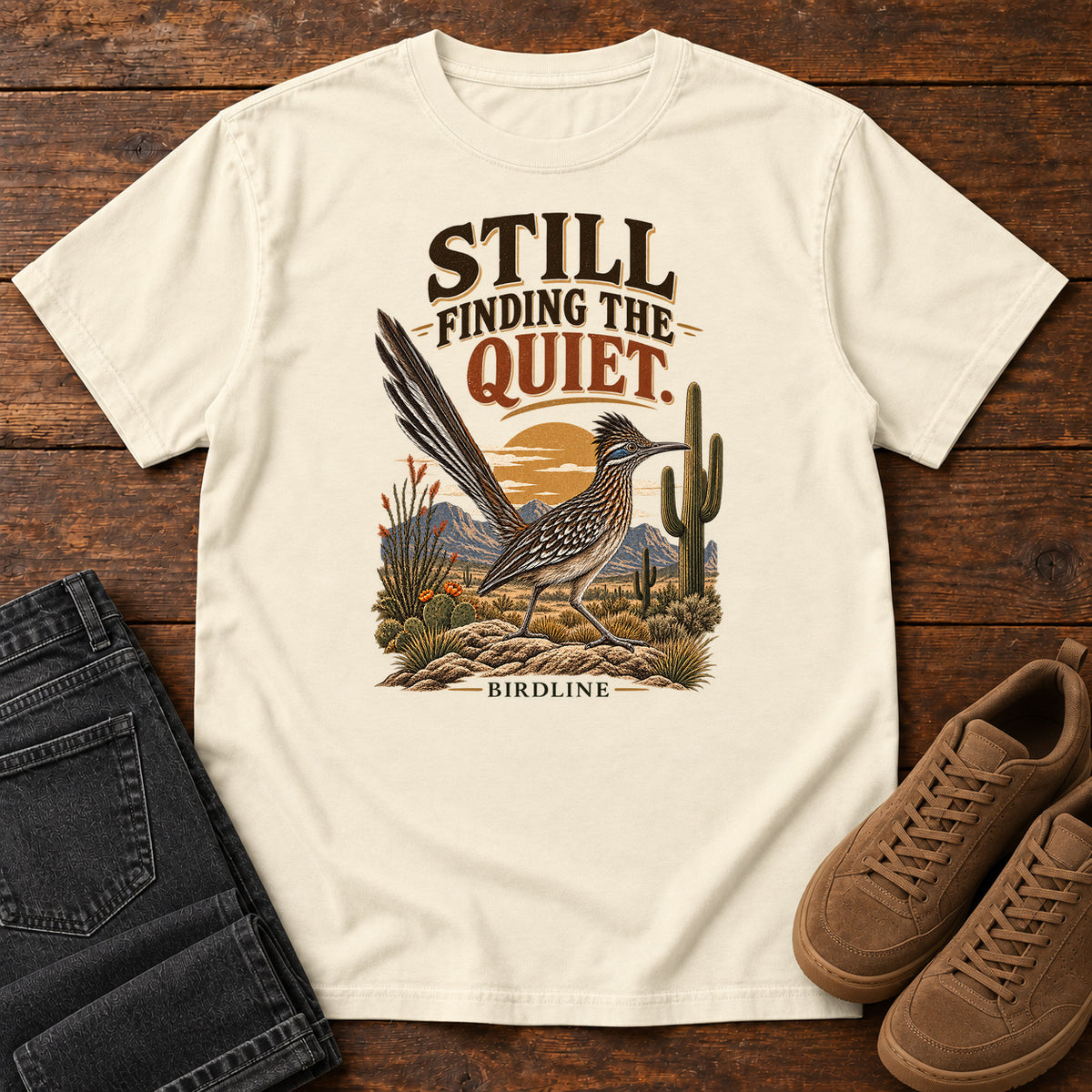 Still Finding the Quiet Roadrunner T-Shirt in Ivory
