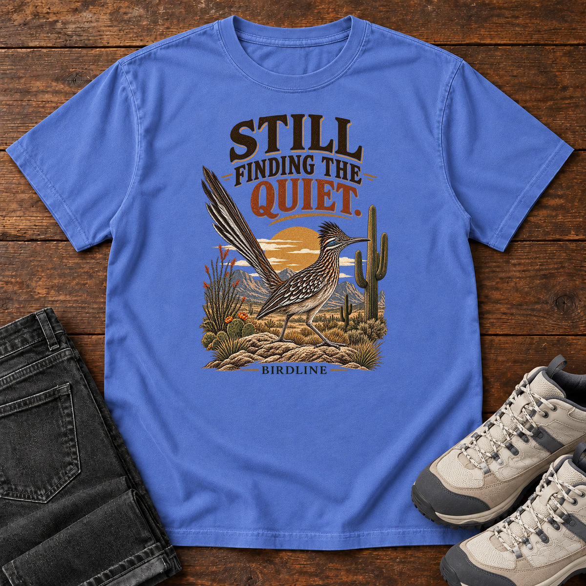 Still Finding the Quiet Roadrunner T-Shirt in Mystic Blue