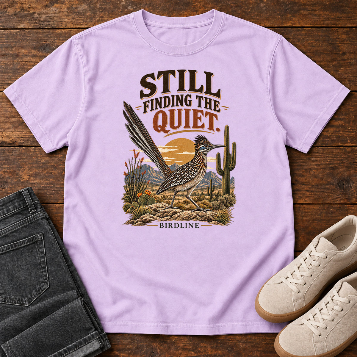 Still Finding the Quiet Roadrunner T-Shirt in Orchid