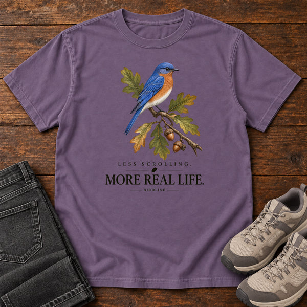 Less Scrolling More Real Life Bluebird T-Shirt, alternate view