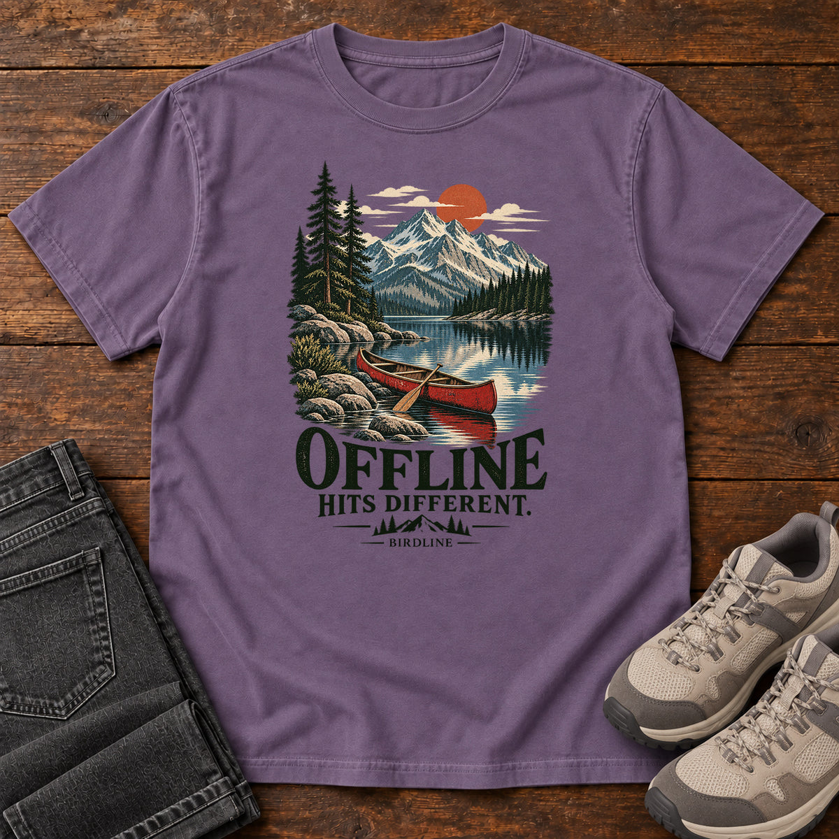 Offline Hits Different Canoe T-Shirt in Grape