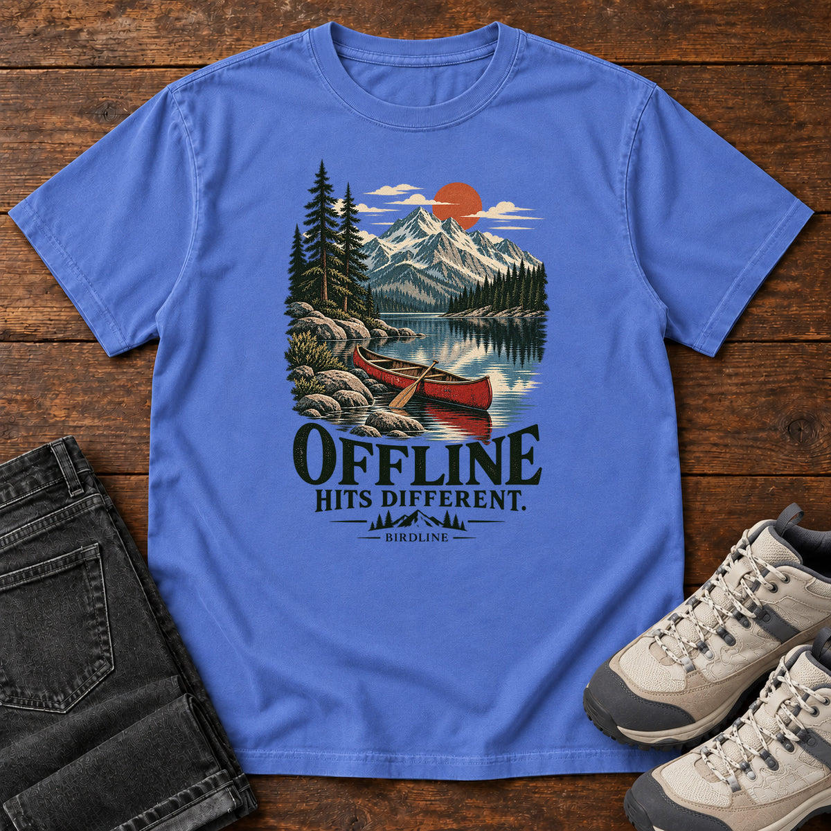 Offline Hits Different Canoe T-Shirt in Mystic Blue