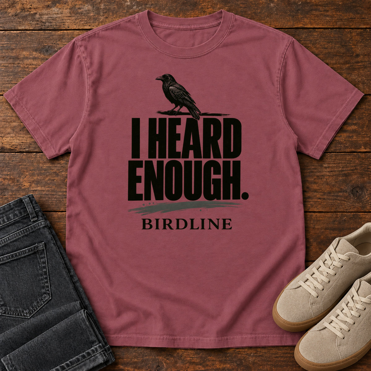 Heard Enough Raven T-Shirt – Perched in Brick