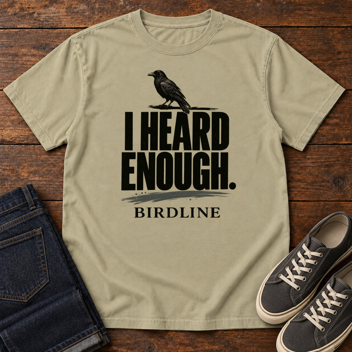 Heard Enough Raven T-Shirt – Perched in Khaki