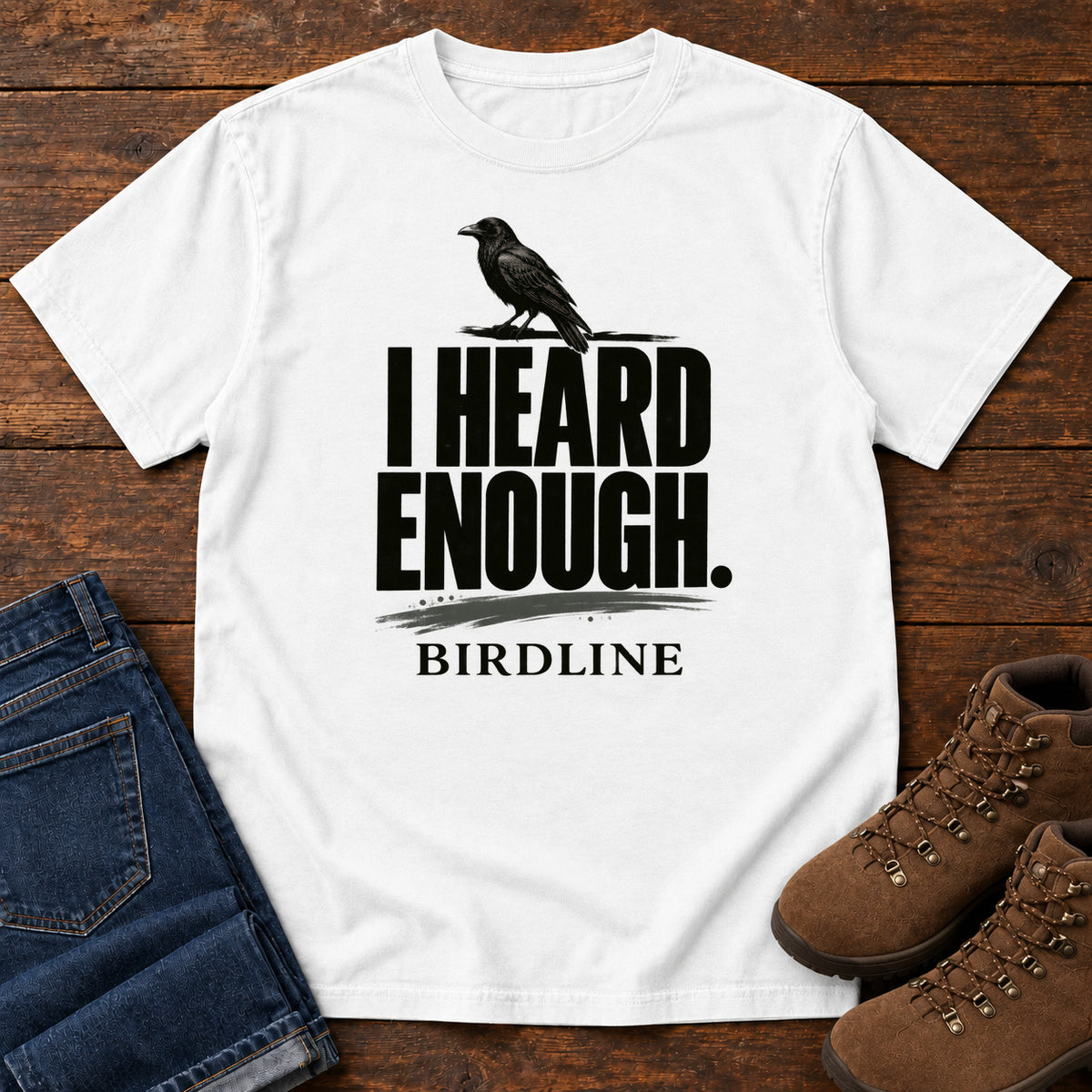 Heard Enough Raven T-Shirt – Perched in White