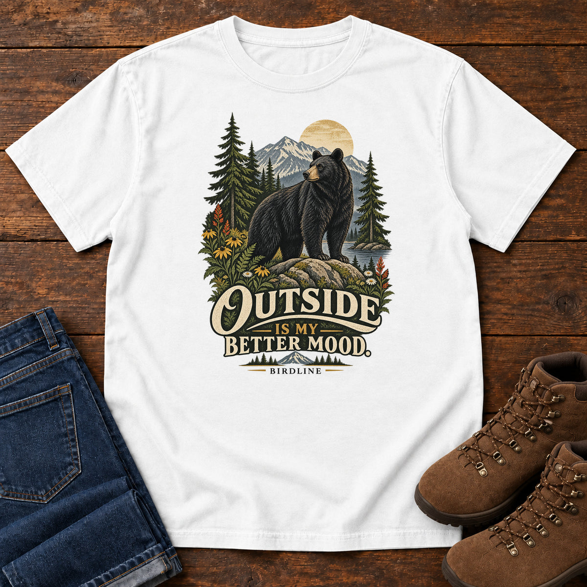 Outside Is My Better Mood Bear T-Shirt – Summit in White