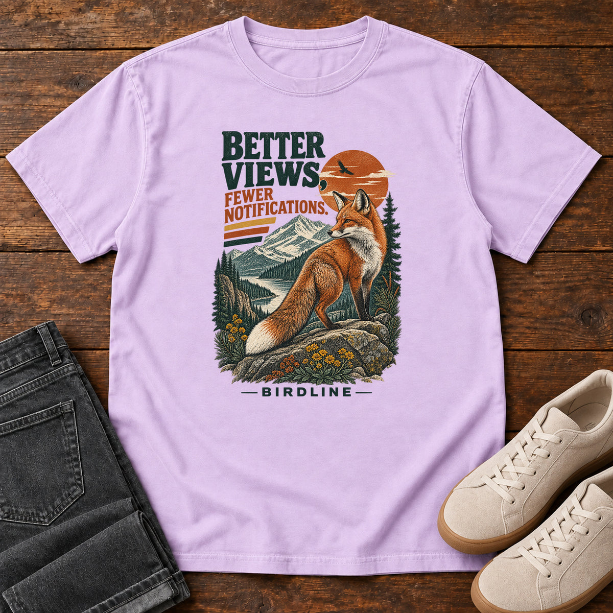 Better Views Fewer Notifications Fox T-Shirt in Orchid