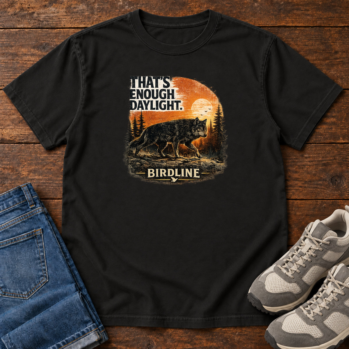 That's Enough Daylight Wild Boar T-Shirt in Black