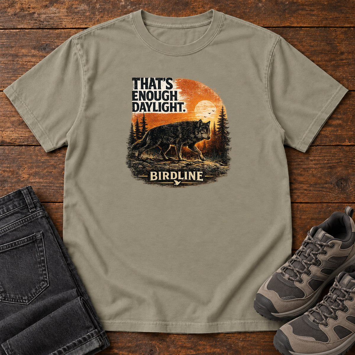That's Enough Daylight Wild Boar T-Shirt in Sandstone