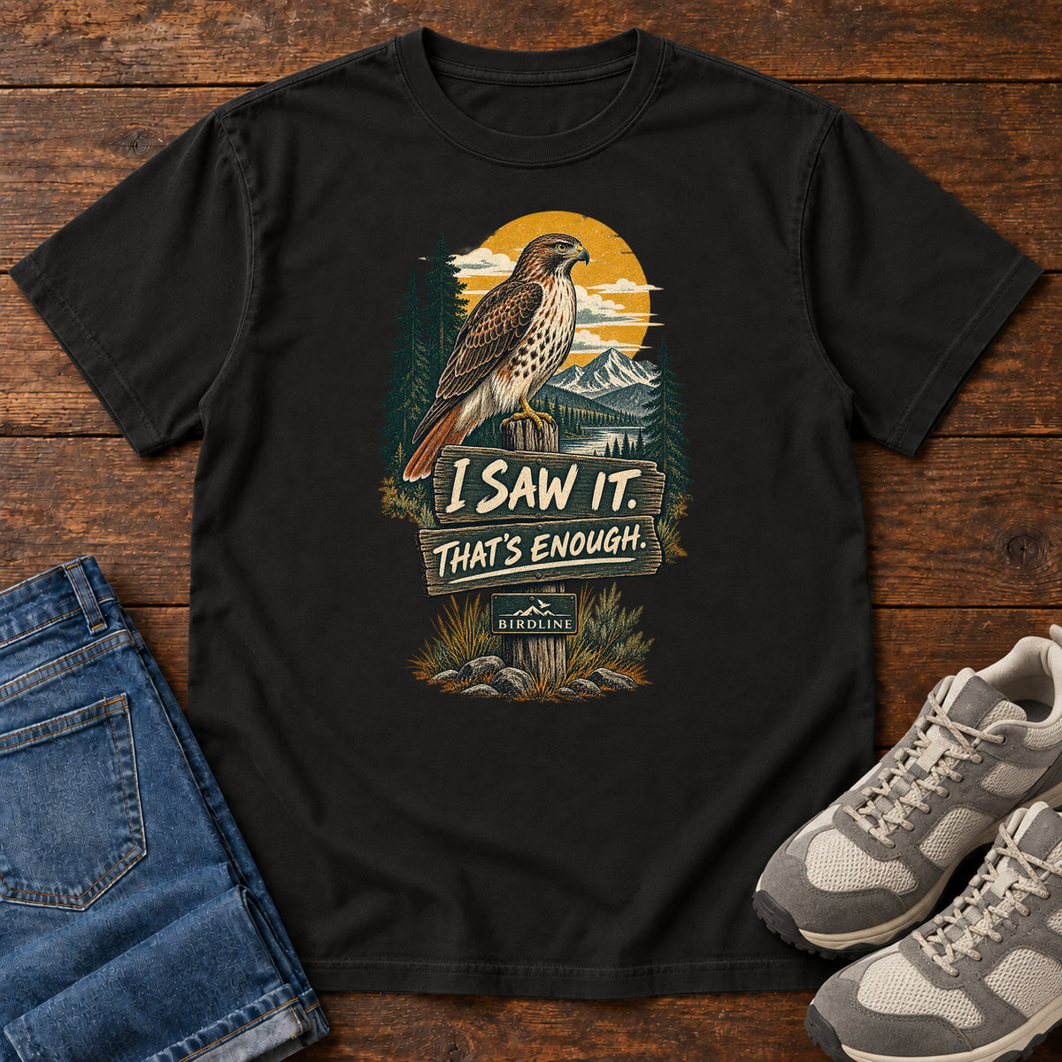 I Saw It That's Enough Hawk T-Shirt in Black