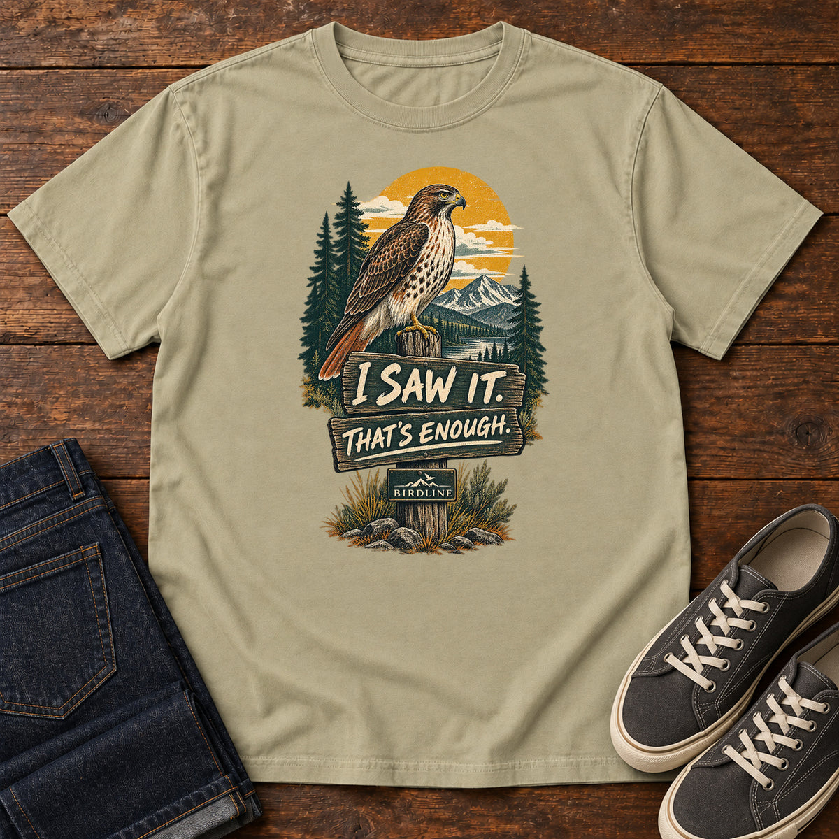 I Saw It That's Enough Hawk T-Shirt in Khaki