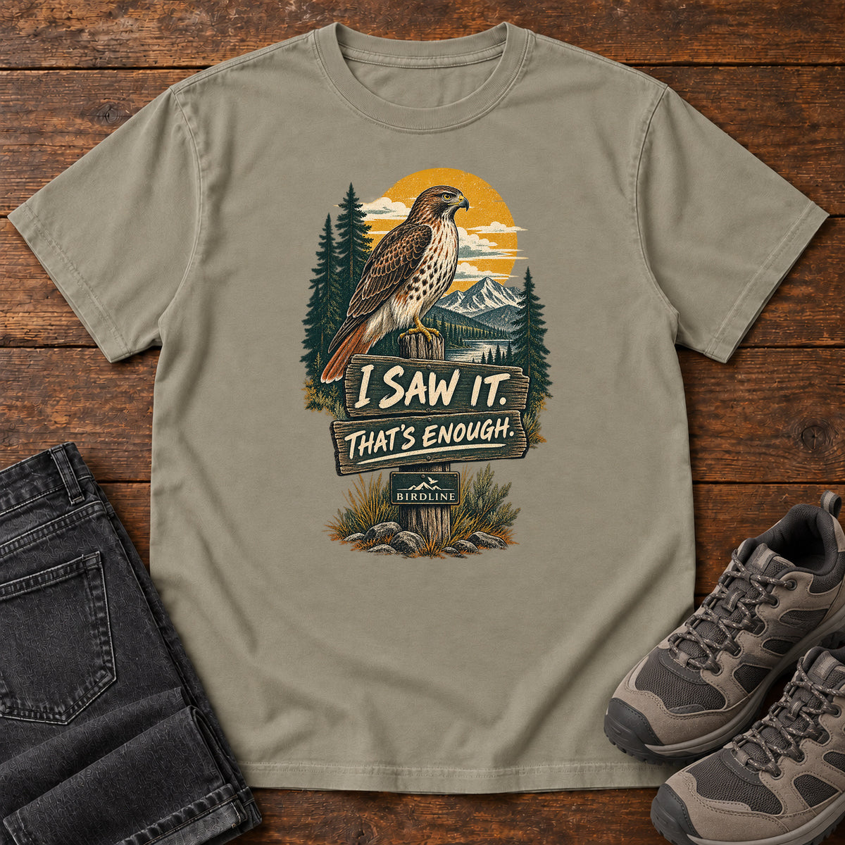 I Saw It That's Enough Hawk T-Shirt in Sandstone