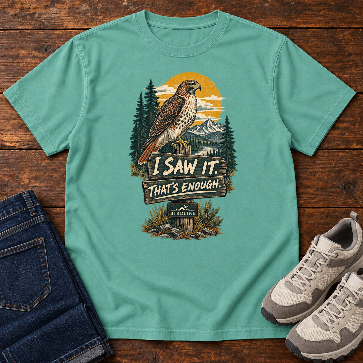 I Saw It That's Enough Hawk T-Shirt in Seafoam