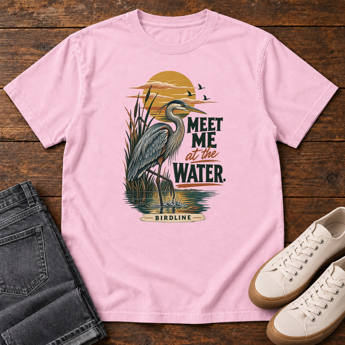 Meet Me at the Water Heron T-Shirt in Blossom