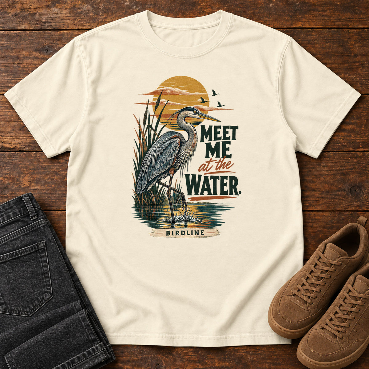 Meet Me at the Water Heron T-Shirt in Ivory