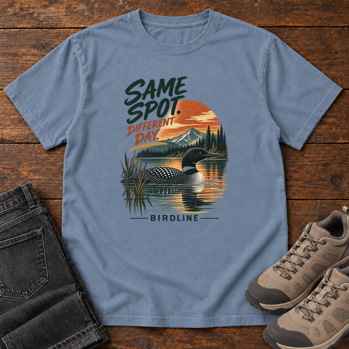 Same Spot Different Day Loon T-Shirt in Blue Jean