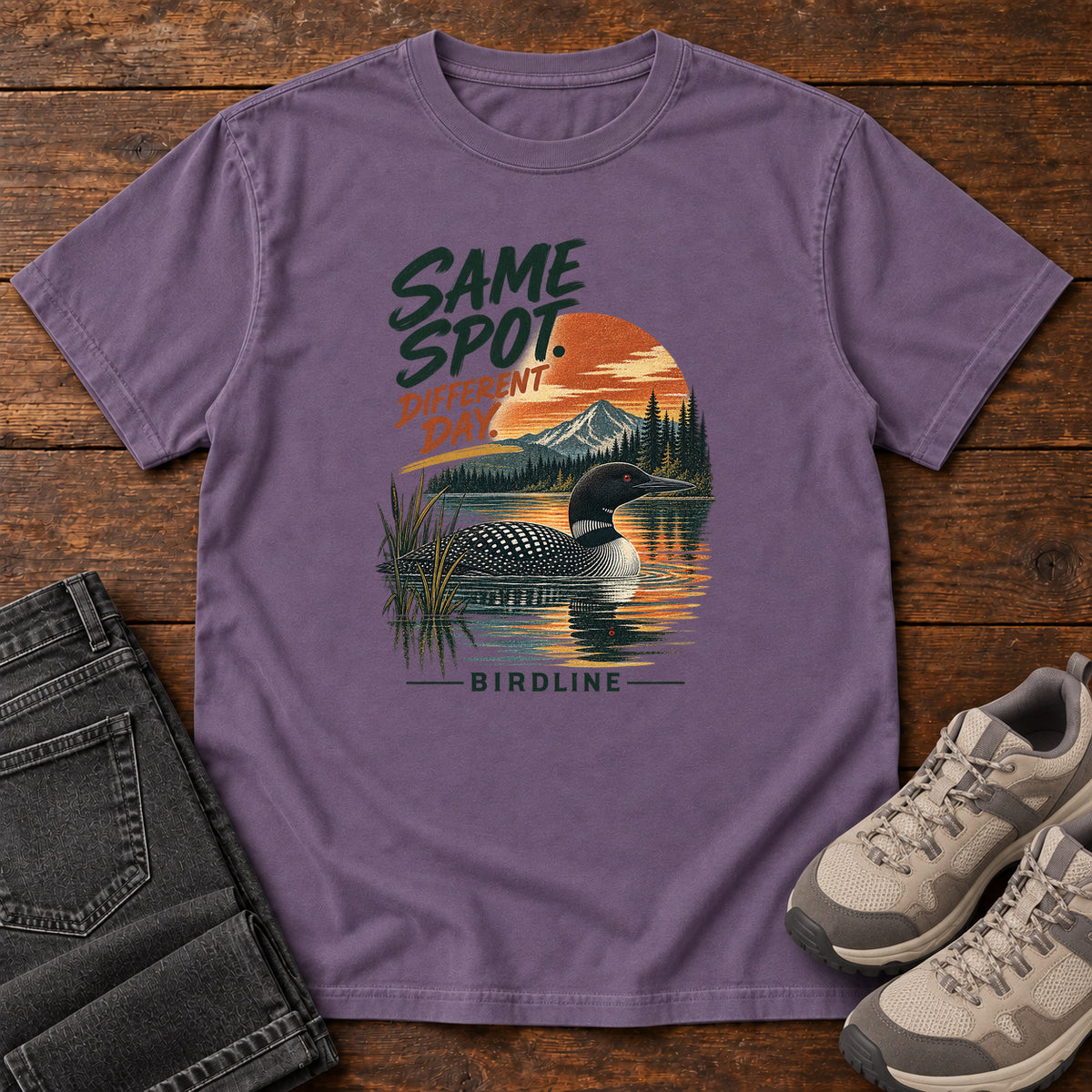 Same Spot Different Day Loon T-Shirt in Grape