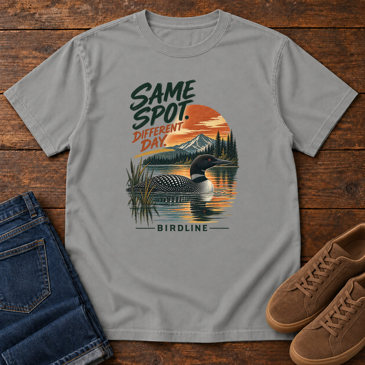Same Spot Different Day Loon T-Shirt in Grey