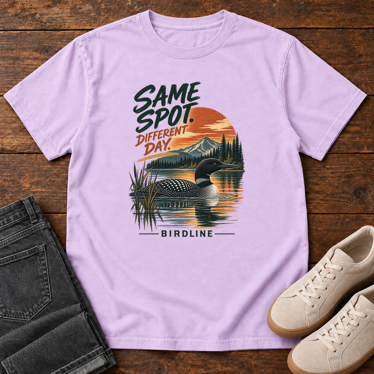 Same Spot Different Day Loon T-Shirt in Orchid