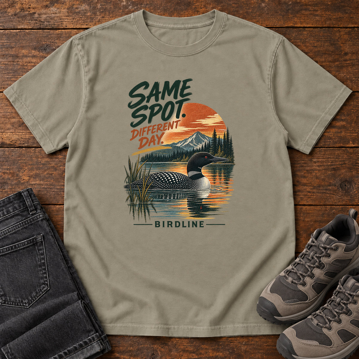 Same Spot Different Day Loon T-Shirt in Sandstone
