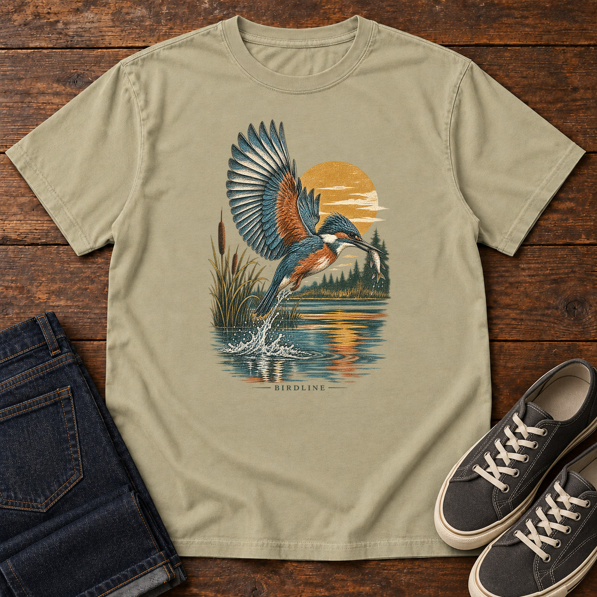 Kingfisher Sunset T-Shirt in Khaki