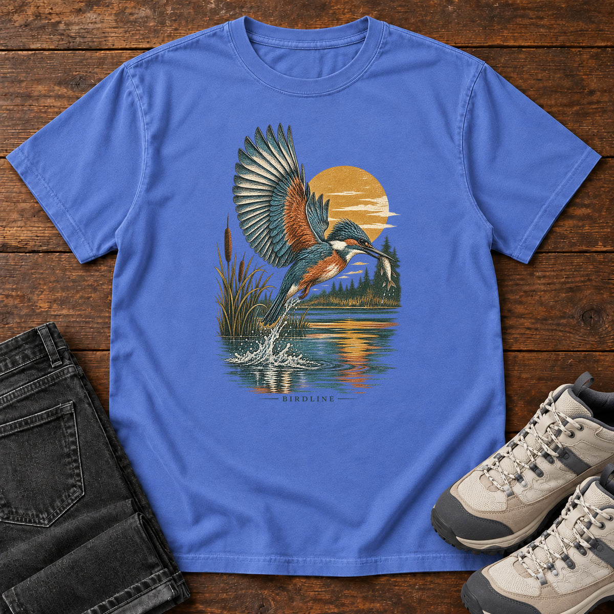 Kingfisher Sunset T-Shirt in Mystic Blue
