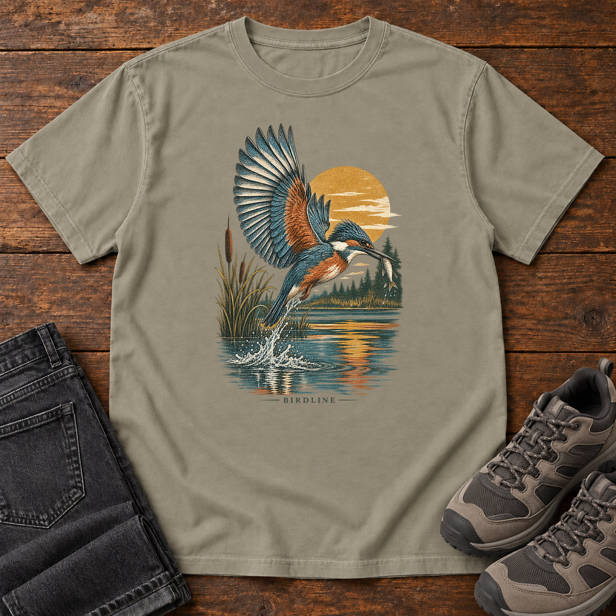 Kingfisher Sunset T-Shirt in Sandstone
