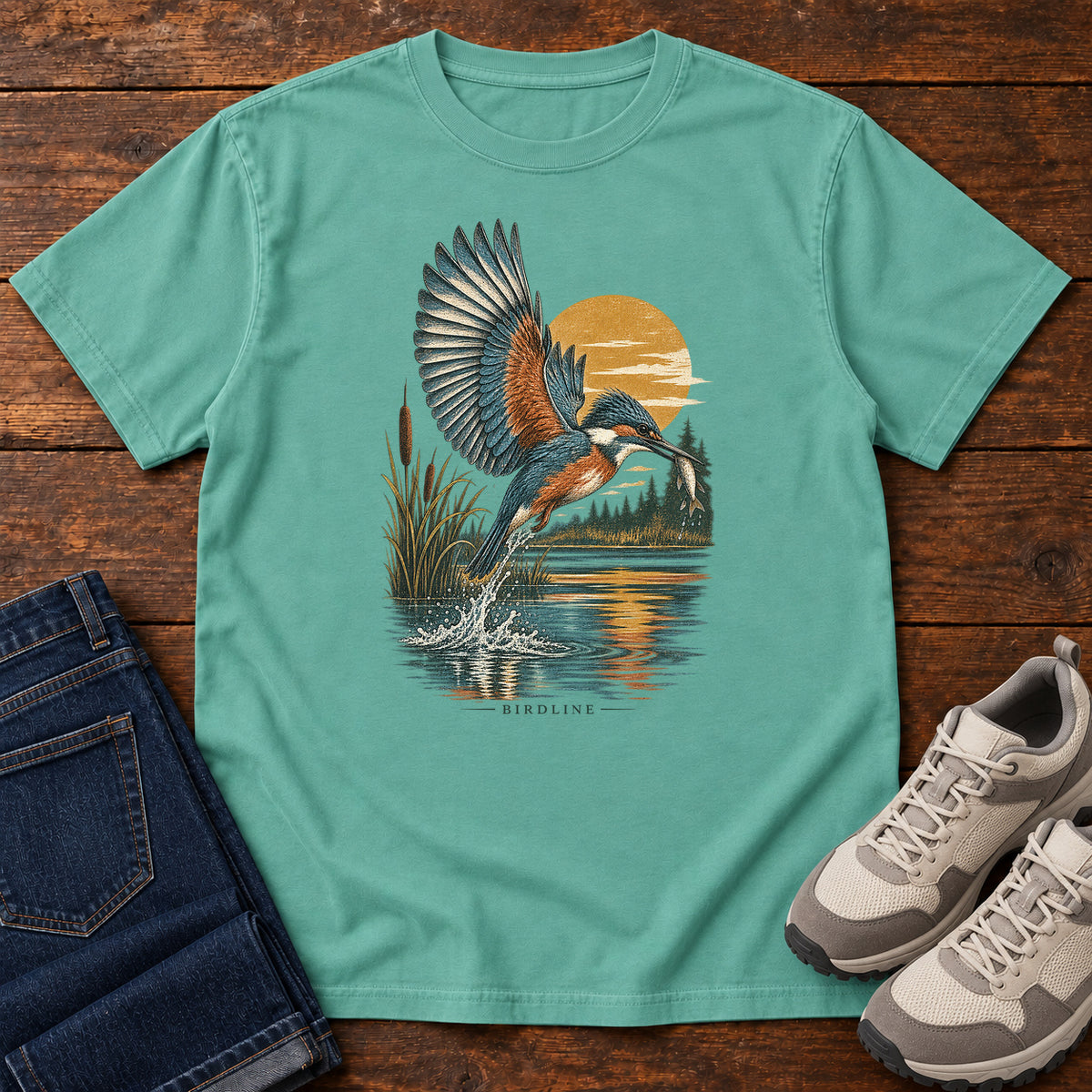 Kingfisher Sunset T-Shirt in Seafoam