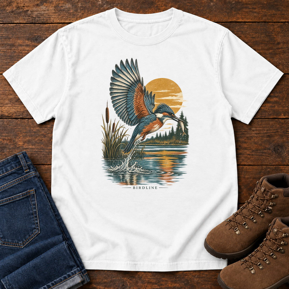 Kingfisher Sunset T-Shirt in White