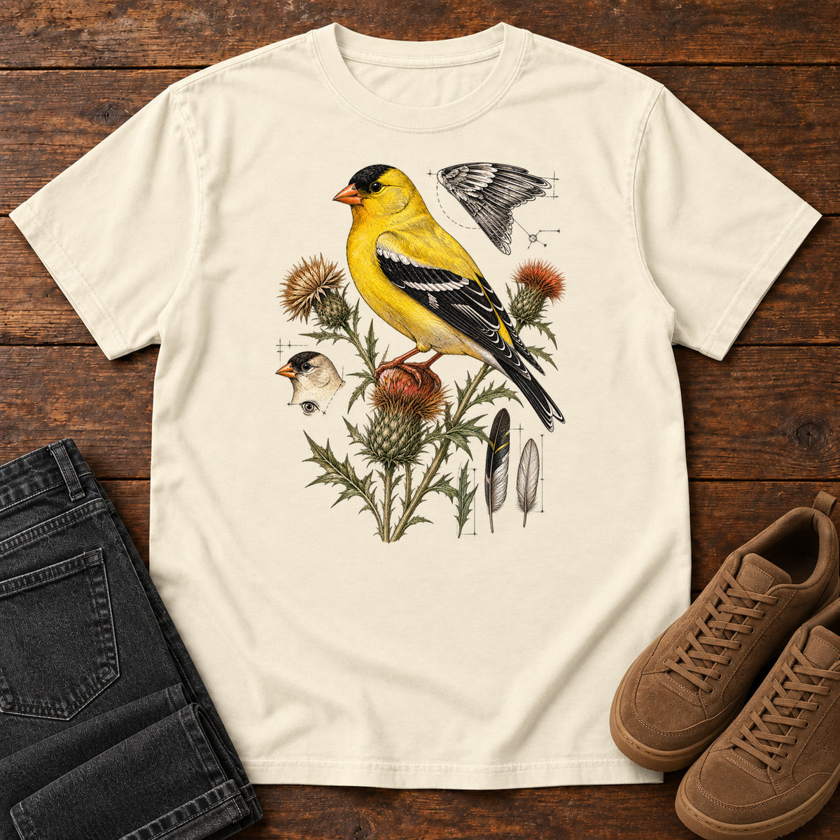 American Goldfinch Field Study T-Shirt in Ivory