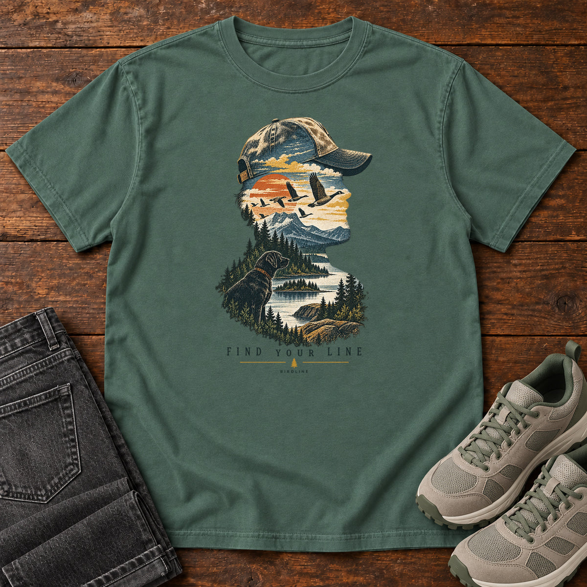 Find Your Line Birdwatcher T-Shirt in Blue Spruce