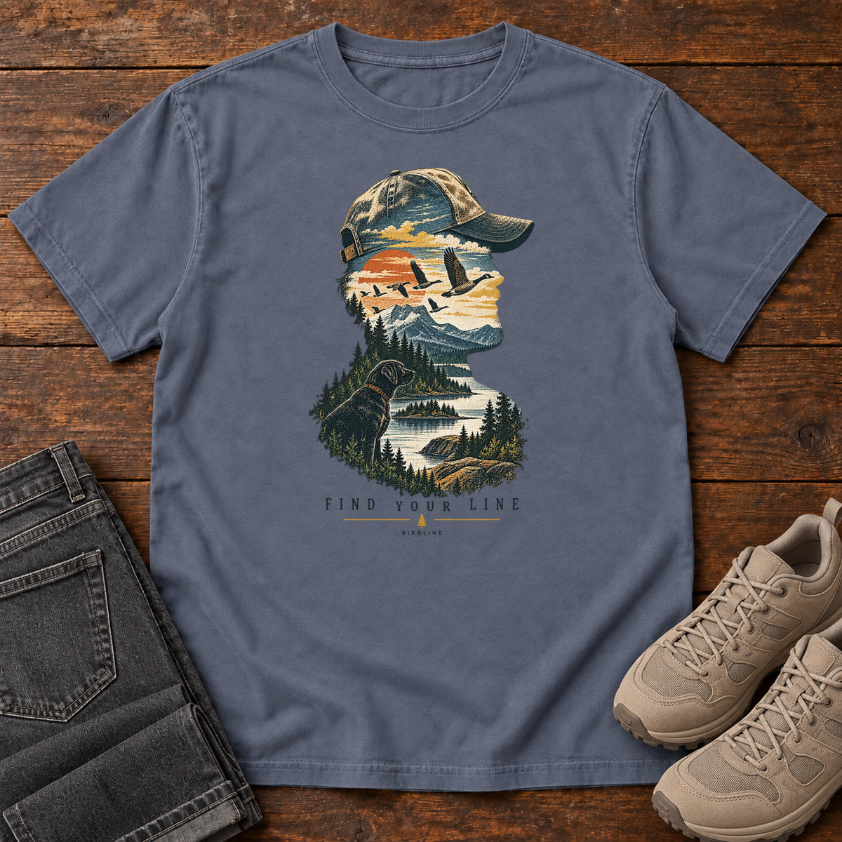 Find Your Line Birdwatcher T-Shirt in Denim