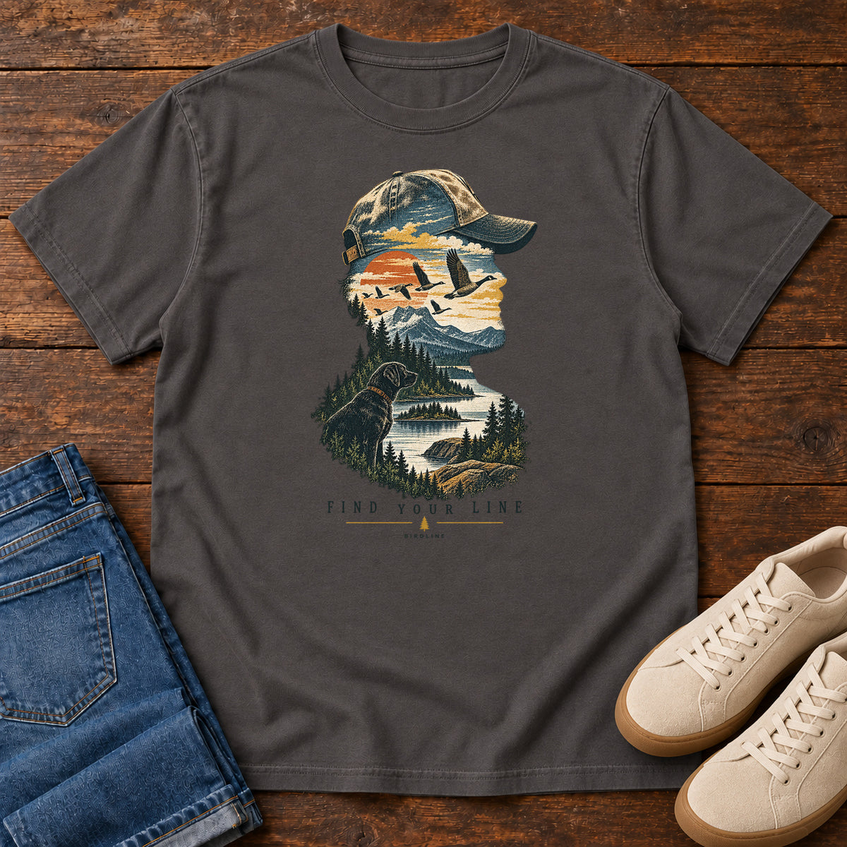 Find Your Line Birdwatcher T-Shirt in Graphite