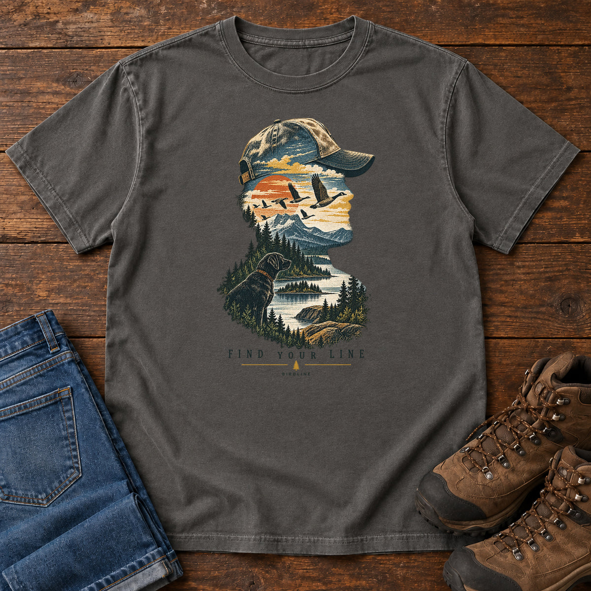 Find Your Line Birdwatcher T-Shirt in Pepper