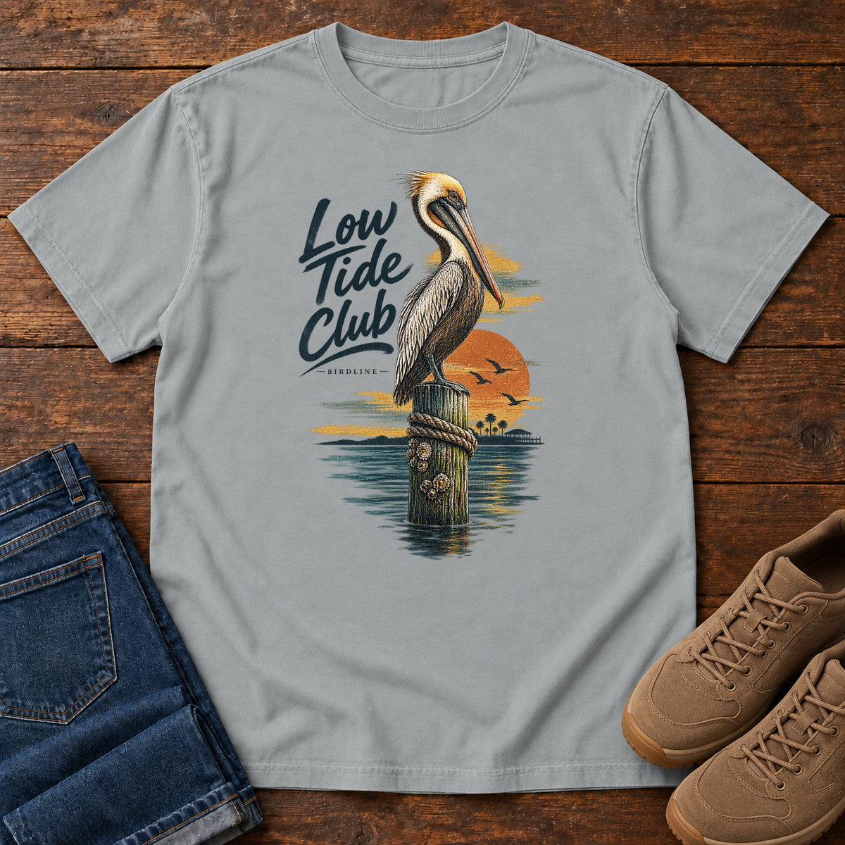Low Tide Club Pelican T-Shirt in Granite
